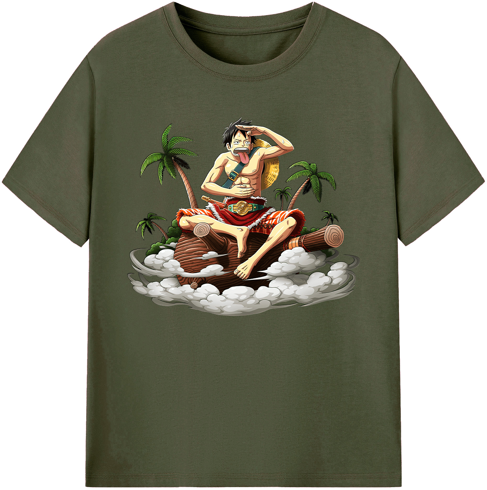 ワンピース モンキー・D・ルフィ ONE PIECE Monkey D. Luffy 綿100％ メンズ半袖Tシャツ｜肌触りやわらか＆通気性